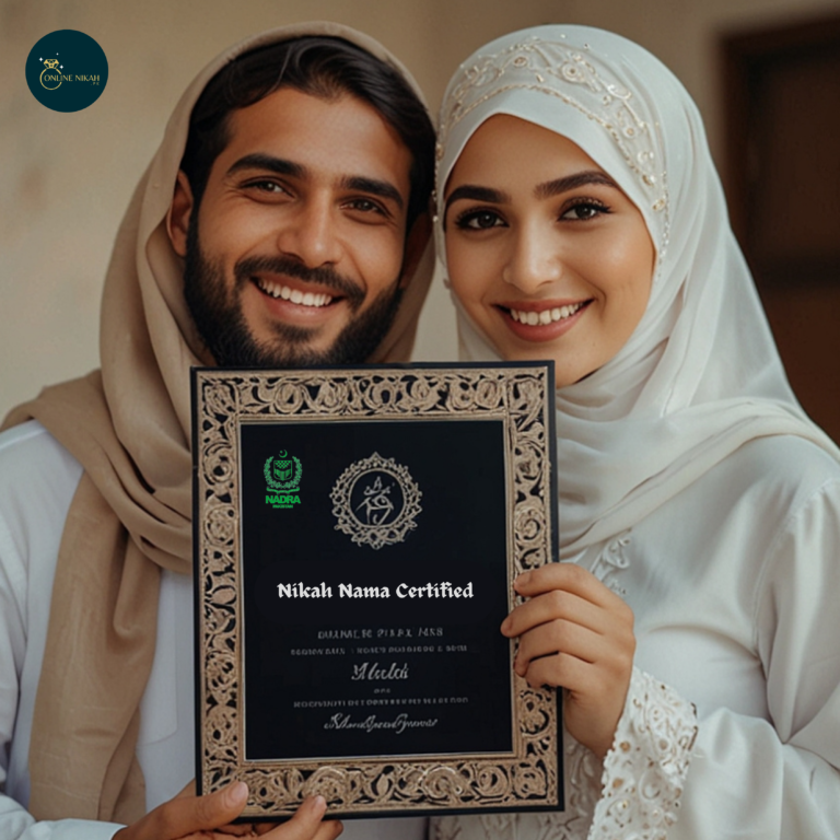 Couples holding a NADRA Marriage Registered certificate (MRC) with onlinenikah.pk